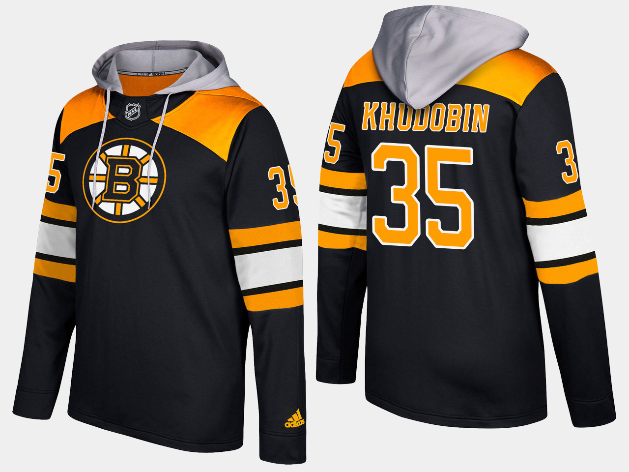 Men NHL Boston bruins #35 anton khudobin black hoodie